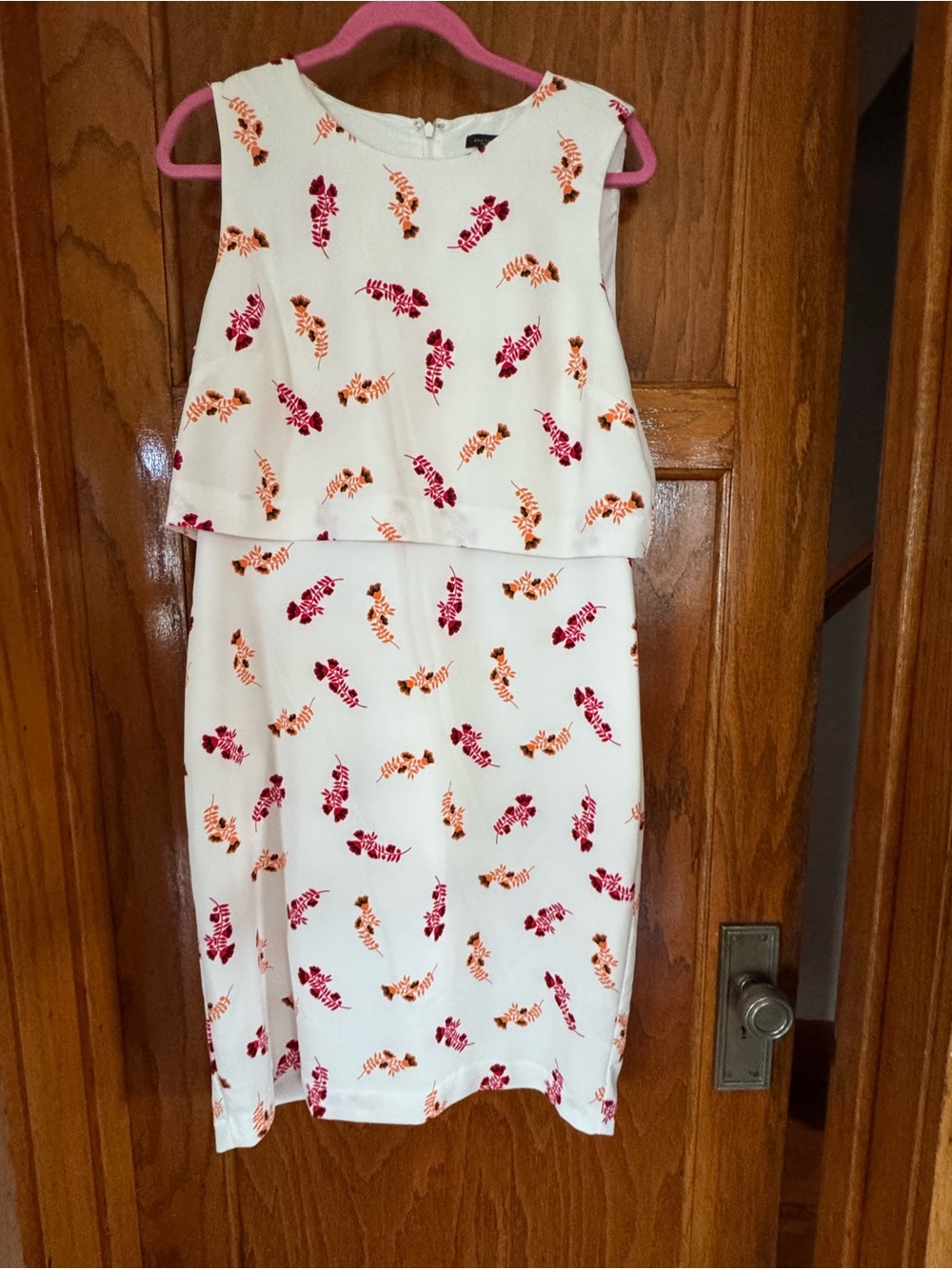 Ann Taylor White Dress with Pink & Orange Floral Pattern